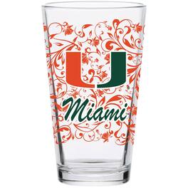 Indigo Falls - Miami Hurricanes 16oz. Floral Pint Glass - Multicolor