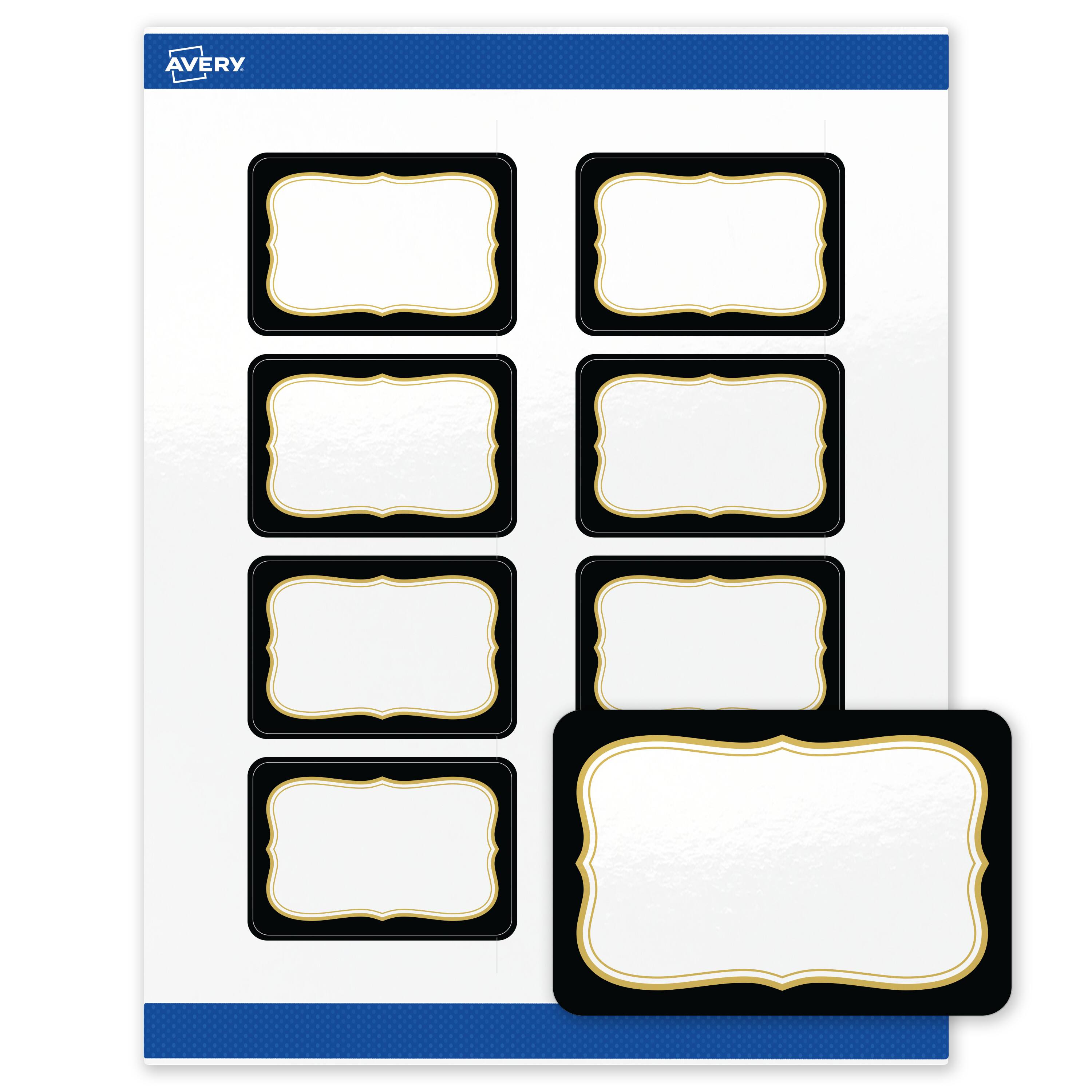 "Avery - Labels, 2"" x 3"", Glossy Black/Metallic Gold Flourish - White" price history on PriceWatchPro
