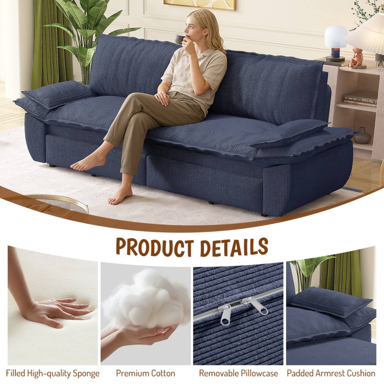 PRODUCT DETAILS

- Filled High-quality Sponge
- Premium Cotton
- Removable Pillowcase
- Padded Armrest Cushion