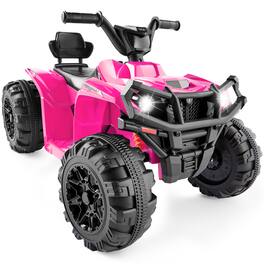 Best Choice Products - 12V Kids Ride-On ATV Quad w/ Bluetooth, 2.4mph Max, Treaded Tires, LED Lights, Radio - Hot Pink