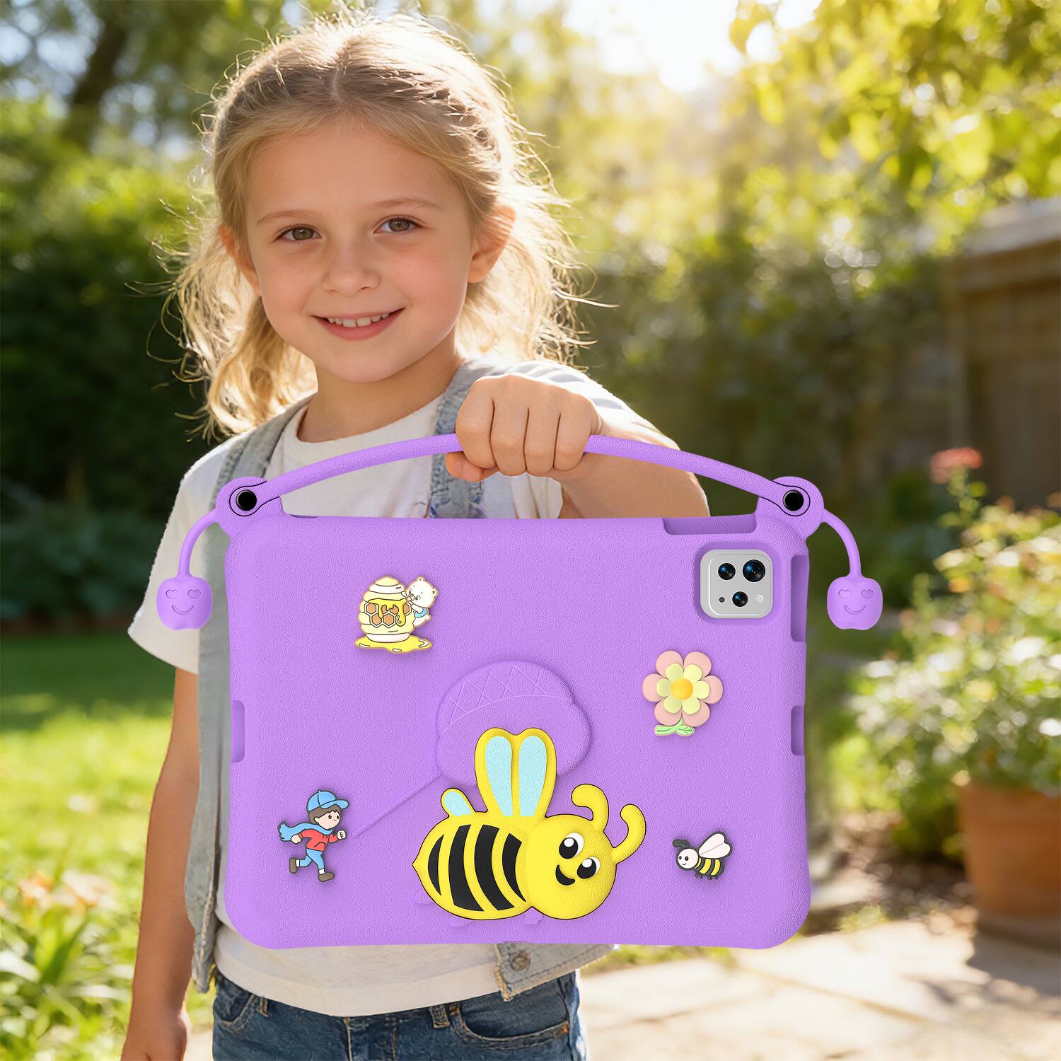Alt View 4. Dteck - for Apple iPad (A16) 11" 2025 & iPad Air 11‑inch (M4) 2026 Kids EVA Tablet Case,Shockproof Kickstand Cover + Handle - Purple.