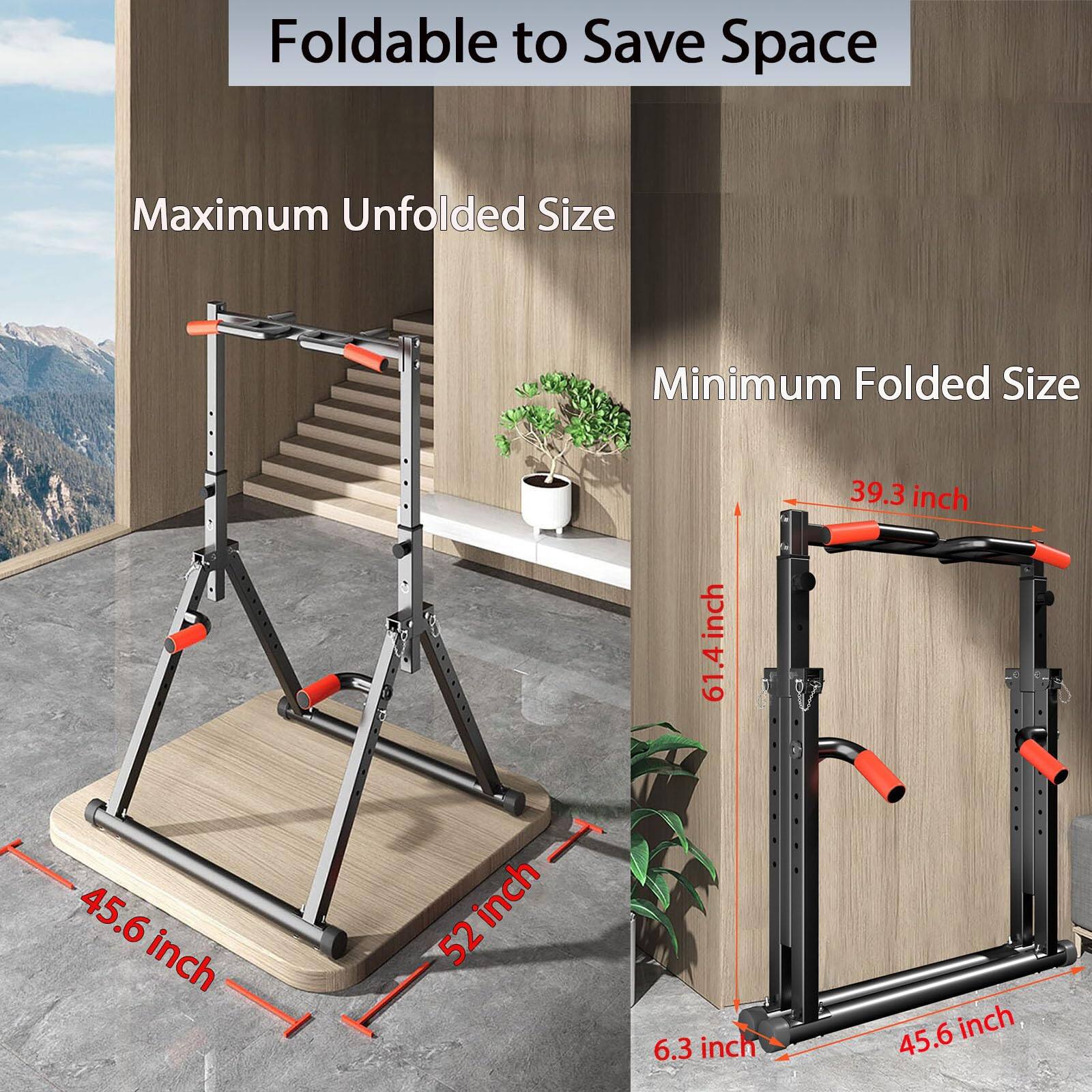 Foldable to Save Space

Maximum Unfolded Size:
- 61.4 inch
- 52 inch
- 45.6 inch

Minimum Folded Size:
- 39.3 inch
- 45.6 inch
- 6.3 inch