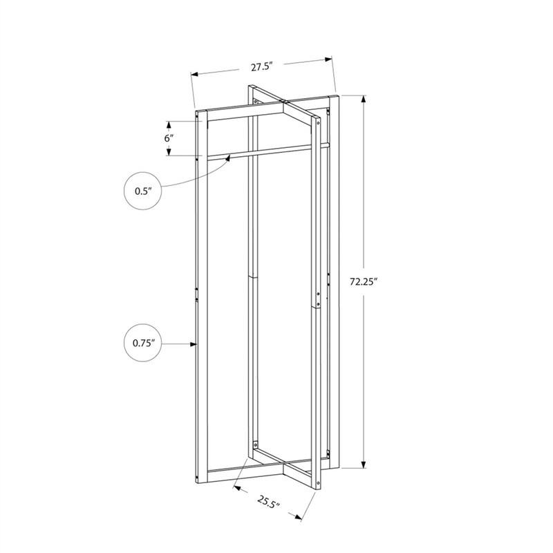 27.5" 6" 0.5" 72.25" - 0.75" 25.5"