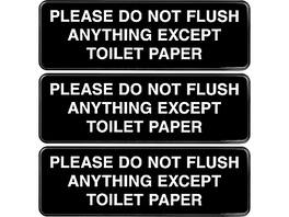 Excello Global Products - Please Do Not Flush Indoor/Outdoor Wall Sign, 9" x 3", 3/Pack (EGP-HD-0255-S) - Black/White