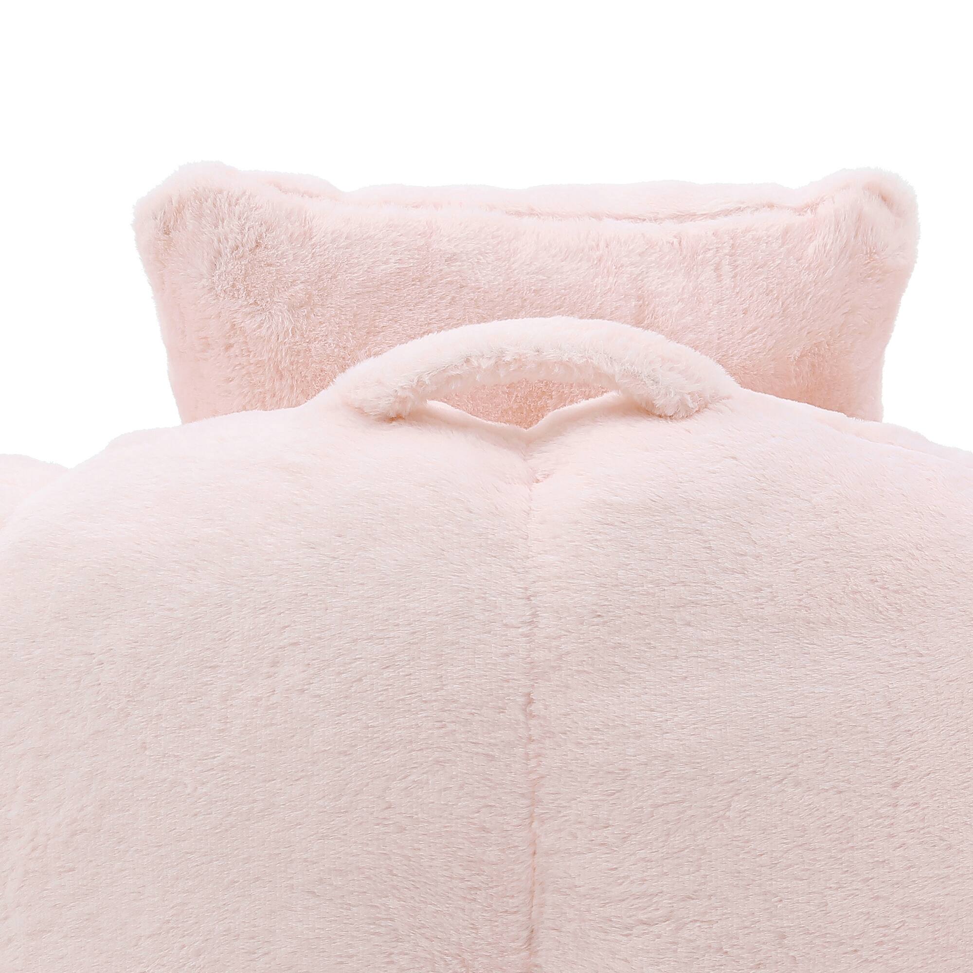 Alt View 2. GOODSILO - Oversized Shell-Shaped Faux Fur Bean Bag Chair with Matching Footstool for Living Room and Bedroom Lounging - Pink.