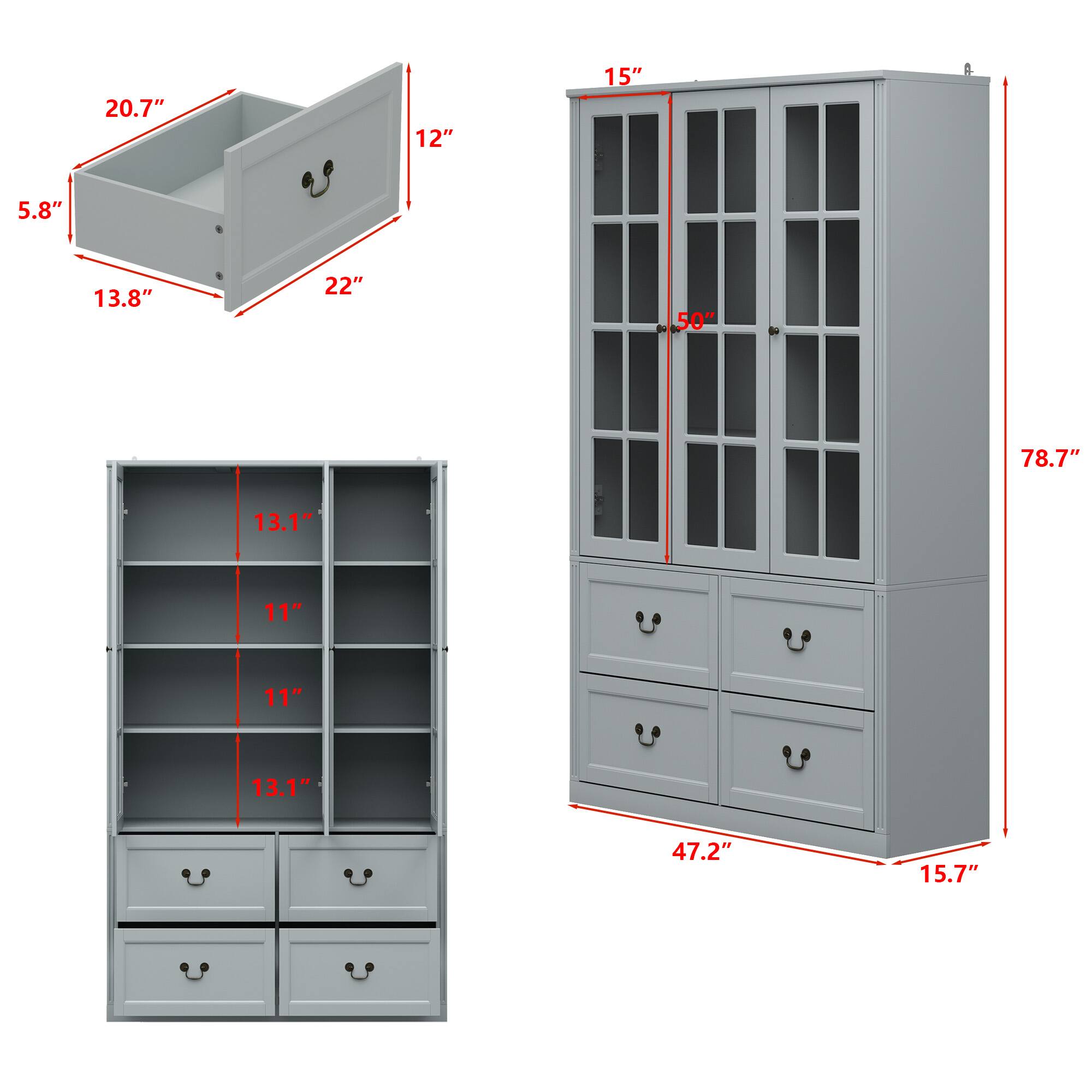 20.7" 12" 15" - 5.8" 13.8" 22" 50" 78.7" 13.1" 11" 11" 13.1" 47.2" 15.7"