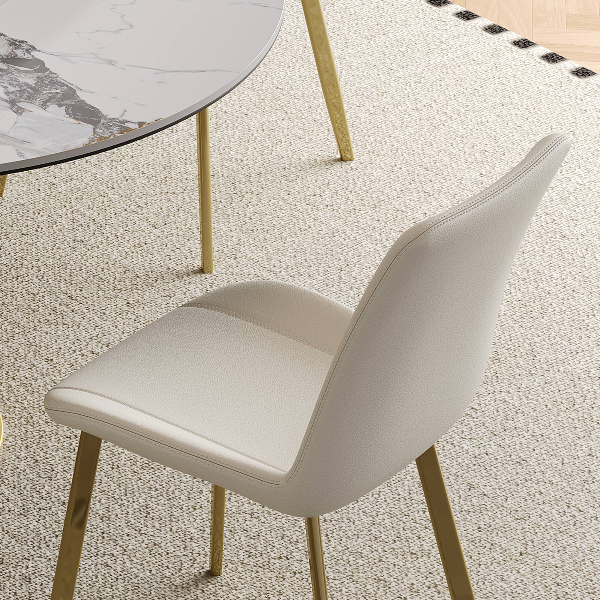 Alt View 9. GOODSILO - Modern Dining Chair with PU Leather Upholstery and Metal Frame for Kitchen and Dining Room, Set of 4 - White.