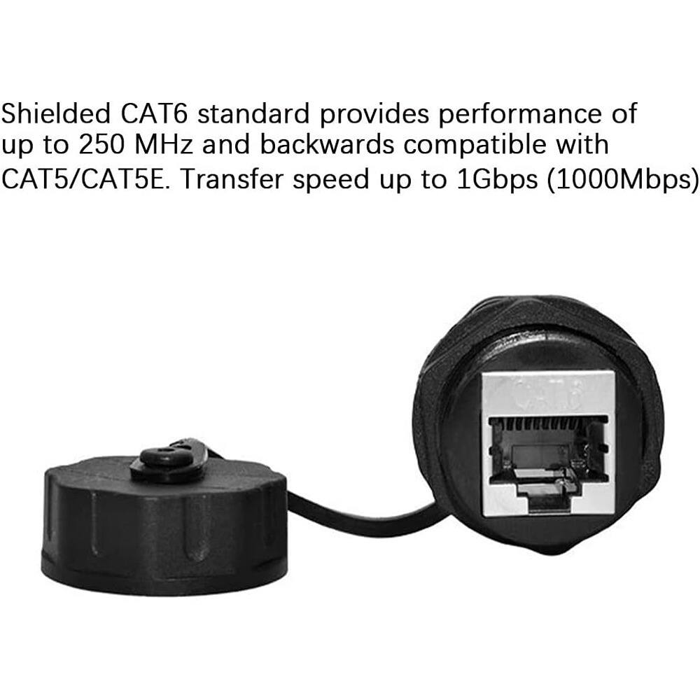 Shielded CAT6 standard provides performance of up to 250 MHz and backwards compatible with CAT5/CAT5E. Transfer speed up to 1Gbps (1000Mbps)