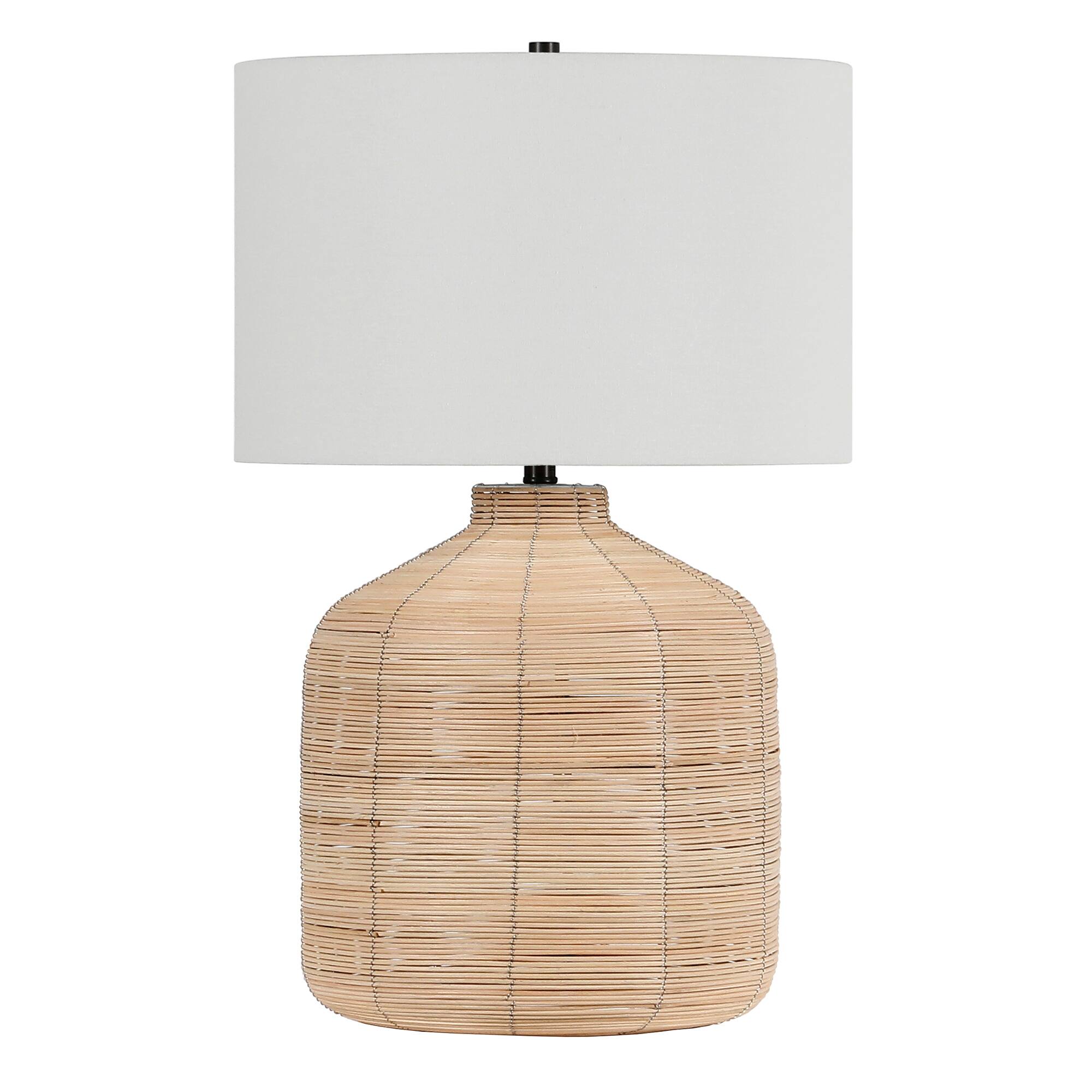 Angle. Hudson&Canal - Jolina Table Lamp - Natural Rattan/Brass.