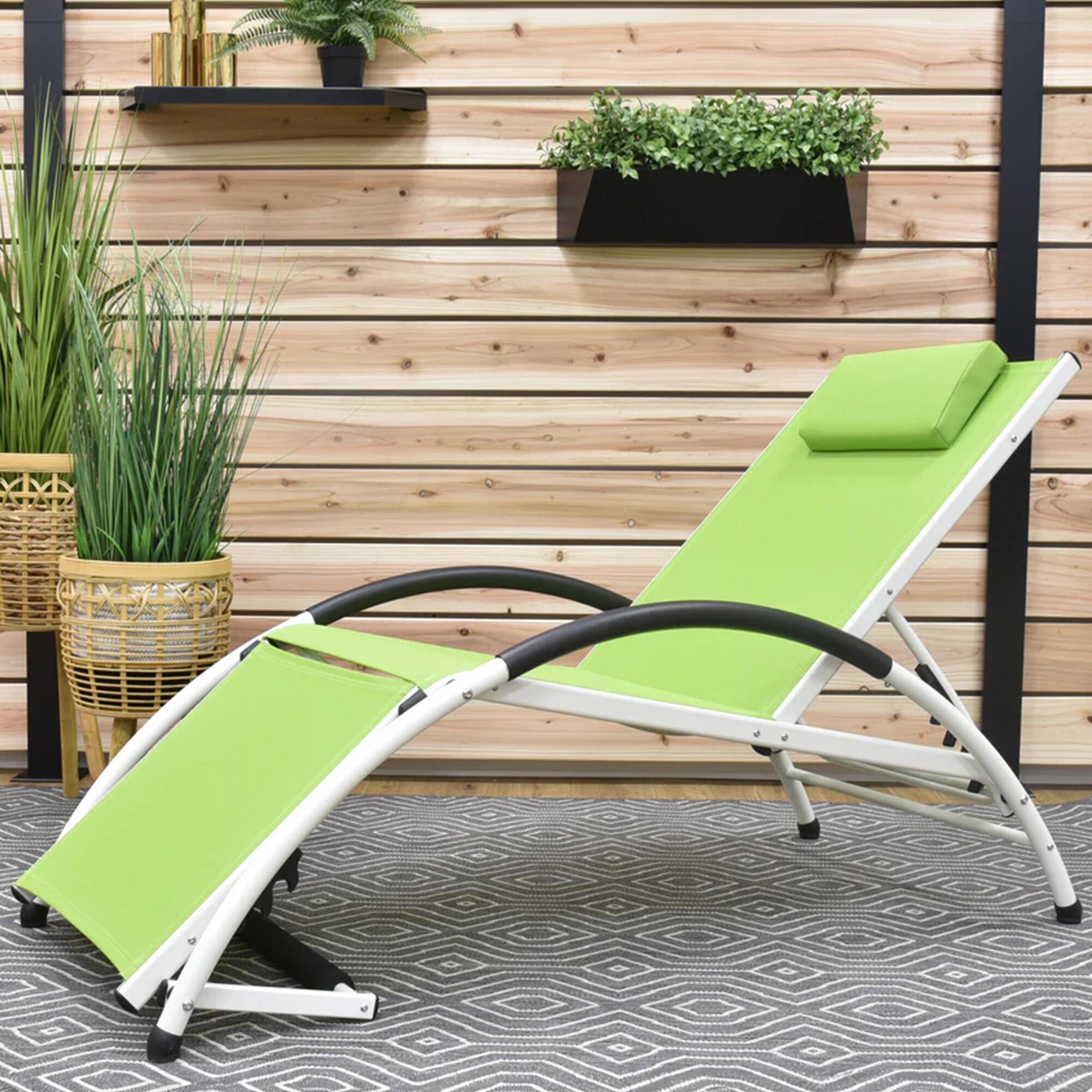 Alt View 6. Vivere - Vivere Aluminum Reclining Dockside Sun Lounger for Patio & Pool, Green Apple - Green.