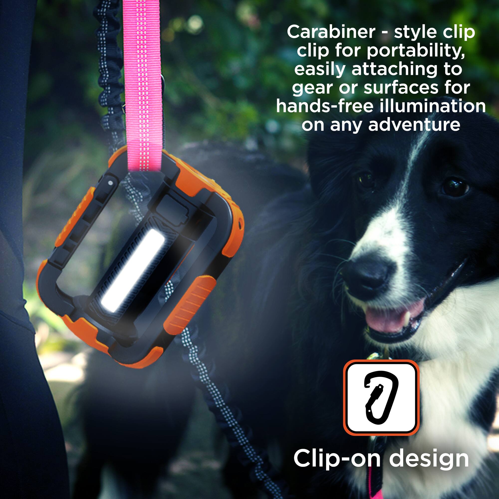 Carabiner-style clip for portability, easily attaching to gear or surfaces for hands-free illumination on any adventure

Clip-on design