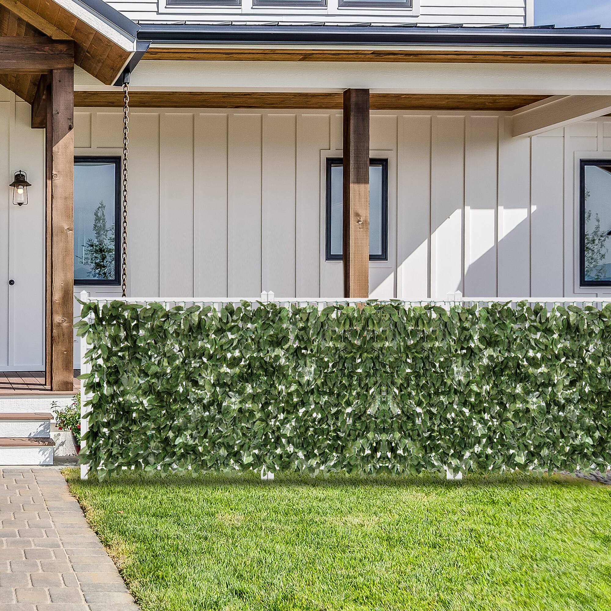 Alt View 3. Gymax - Gymax 120'' x 40'' Artificial Ivy Privacy Fence Faux Ivy Vines Covering Leaves Wall Roll - Dark Green.