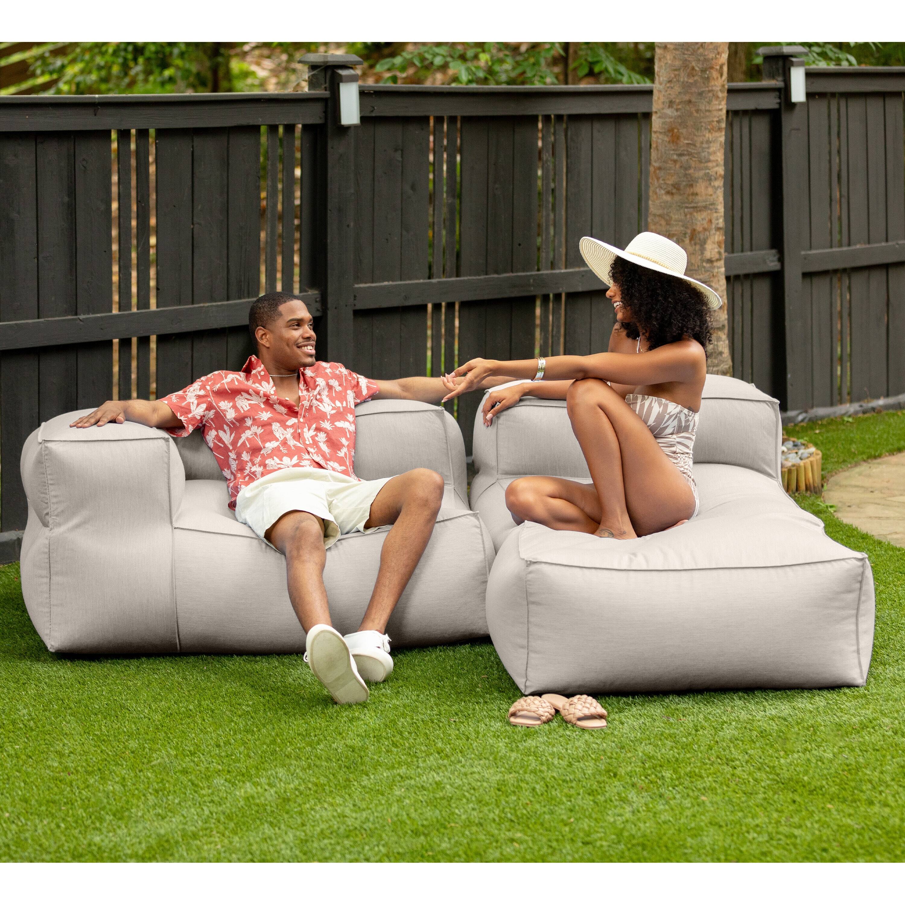 Left. Jaxx - Baya Outdoor Chaise - Luxurious Chaise Sun Lounger for Poolside or Hospitality, Silver - Silver.