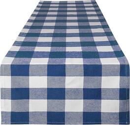 Zulay Kitchen - Zulay Home 14"x72" Table Runner - Thick Poly Cotton Buffalo Plaid Table Runners - Blue and White