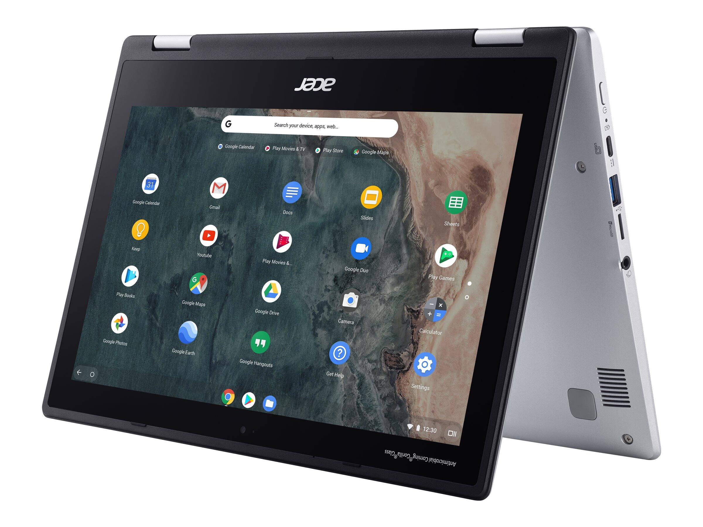 acer G  
Search your device, apps, web...  
Google Calendar  
Gmail  
Keep  
YouTube  
Play Movies & TV  
Play Store  
Google Maps  
Google Photos  
Google Earth  
Google Drive  
Google Hangouts  
Camera  
Calculator  
Settings  
12:30  
Antimicrobial Gorilla Glass  
Antimicrobial Gorilla Glass