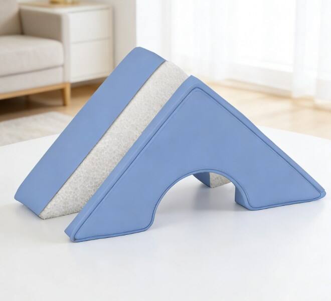 Angle. Siljoy - 11‑Piece Toddler Foam Play Set, Transformable Soft Blocks, Faux Leather, Ages 6‑72 Months, Easy‑Clean, 33lb Load - Brown,Orange,Pink.