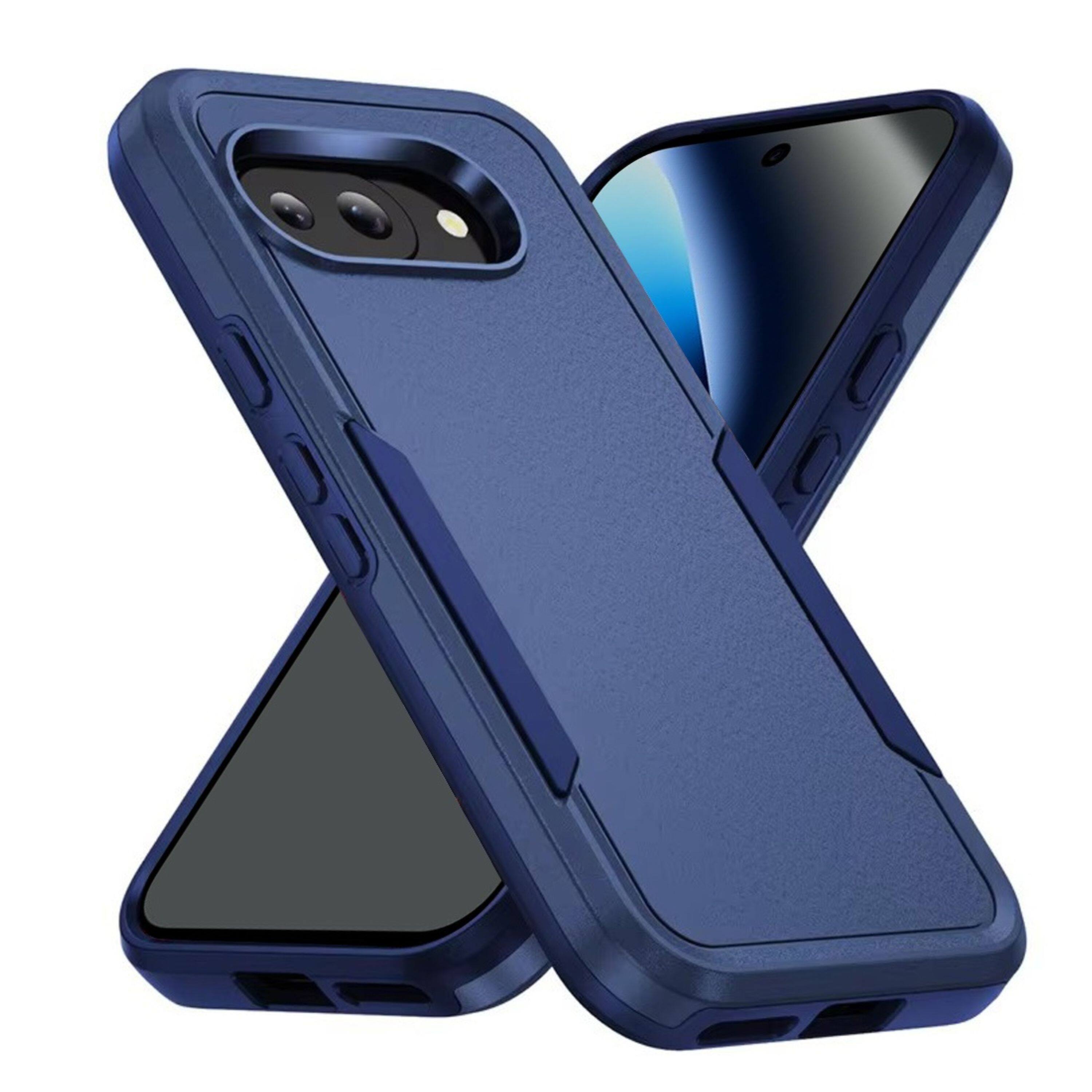 Left. Kitcheniva - Rugged Shockproof Hybrid Case With Tempered Glass For Google Pixel 10a Dark Blue - Dark Blue.
