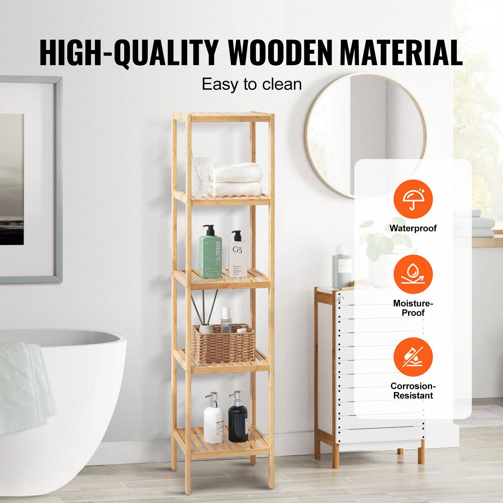 HIGH-QUALITY WOODEN MATERIAL  
Easy to clean  

Waterproof  
Moisture-Proof  
Corrosion-Resistant