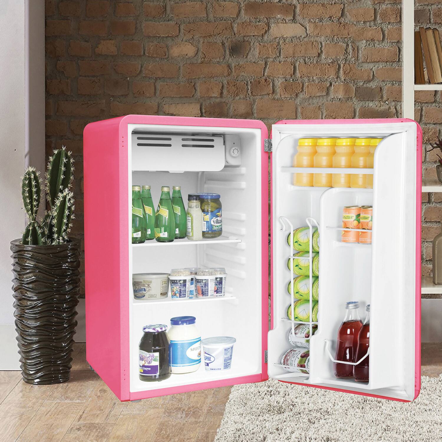 Left. Frigidaire - Frigidaire Efr372-b-pink 3.2-cu.-ft. 60-watt Retro Compact Refrigerator (pink) - pink.