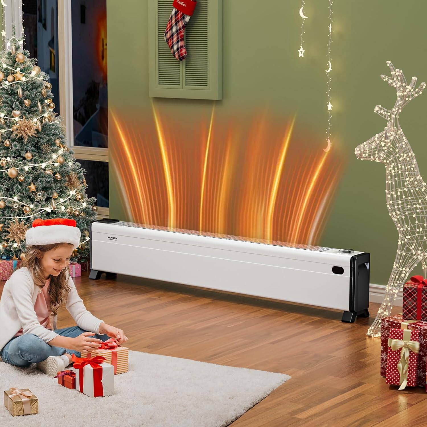 Alt View 6. Winado - 48'' Electric Baseboard Heater with  Button Control, 1500W Space Heater with Built-in Humidifier,  Tip-Over Protections - White.