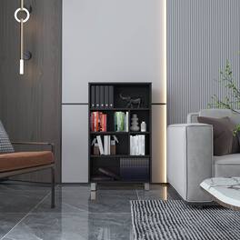 Depot Eshop - Akiak Bookcase, 6 shelves, 4 legs - Black