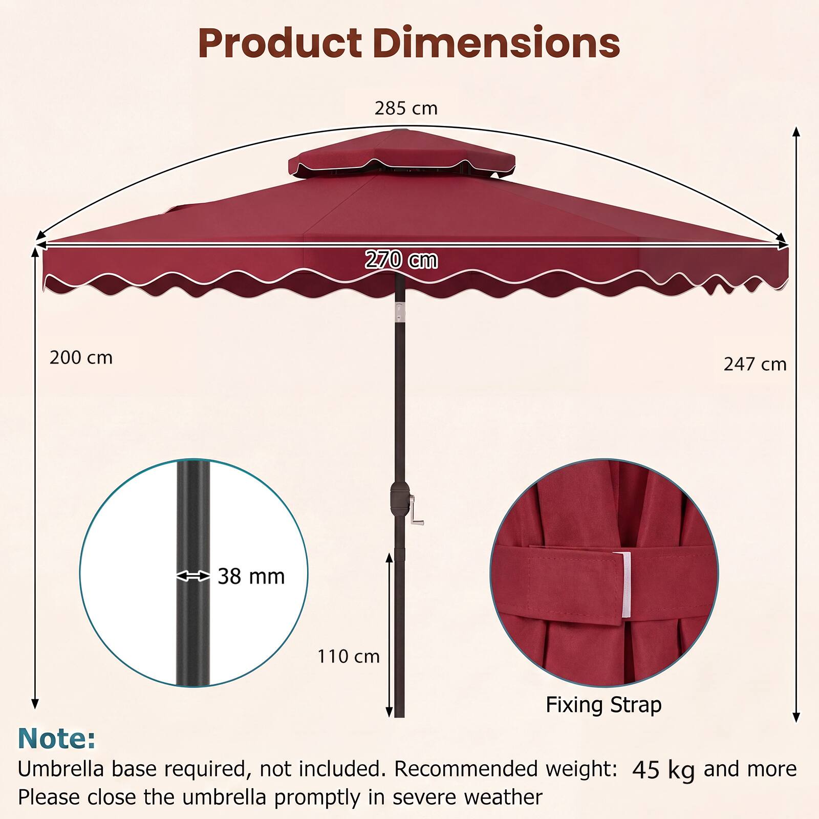 Costway 9 FT Patio Umbrella with Push Button Tilt & Crank, 2 Tier ...