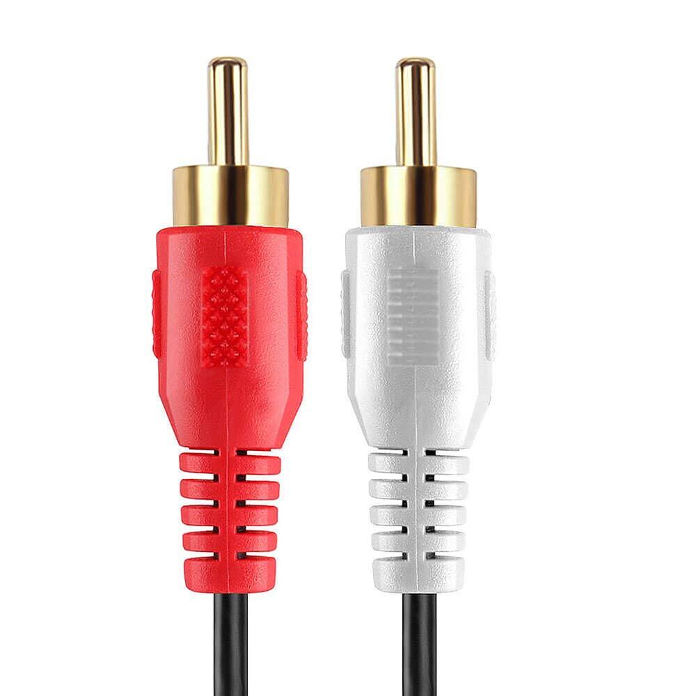 Left. Cmple.com - 2 RCA to 2 RCA Cable 25ft Black Male to Male Gold-Plated Stereo Audio Cord - Black.