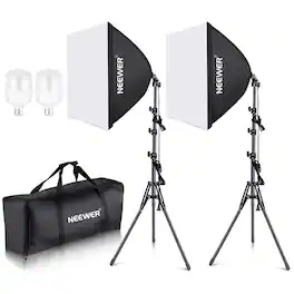 Neewer - 700W Equivalent Softbox Lighting Kit (2-Pack) - Includes LED Bulbs & 24" Softboxes for Studio - Black