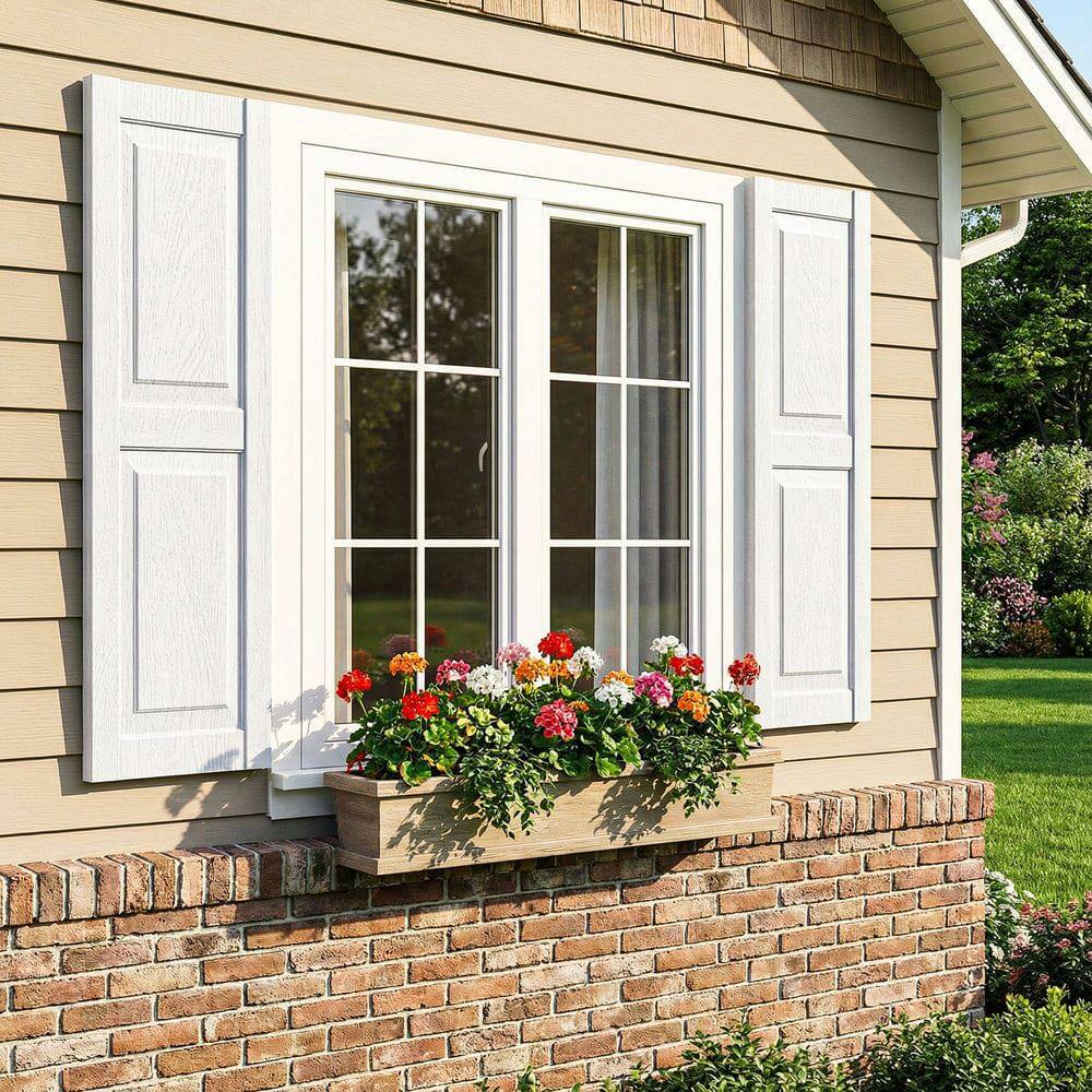 Alt View 7. Kadyn - All-Weather Square Faux Window Panel Decor, Durable Architectural Accent, 14"x43", White - White.