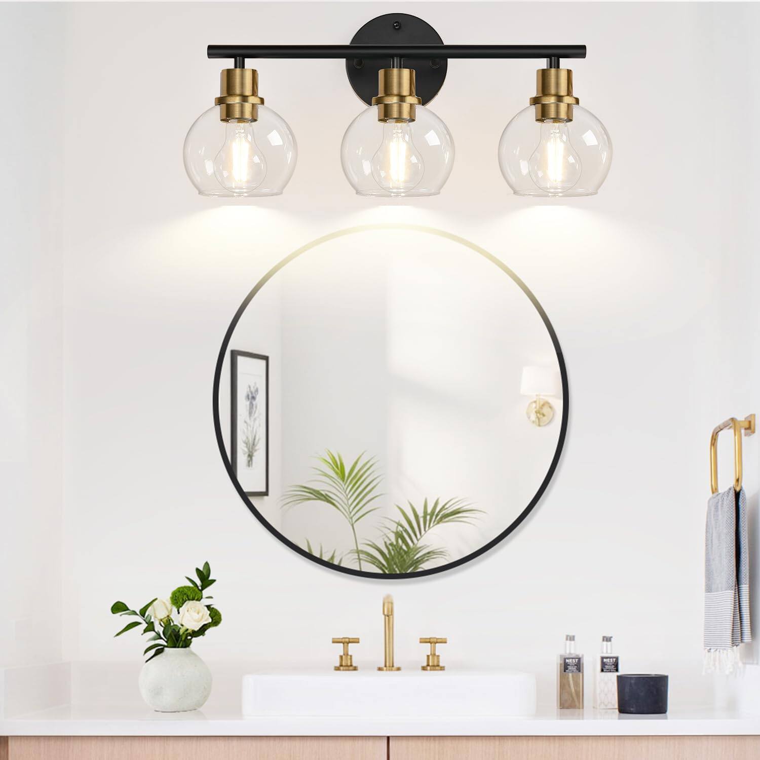 Alt View 6. Cedar Assembly - Upgrade Bathroom Light Fixtures And Lights Over Mirror With Clear Glass Globe Shade Vanity For Kitchen Livi - Brushed Nickel 4-Light.