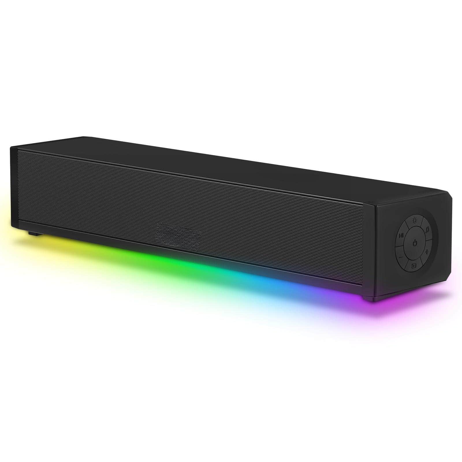 Pacoar Cade - usb Light 2.1 Computer Speakers For Desktop Pc 5.3 Sound Bar With Hifi 7 Rgb Light Modes Dc Laptop 3.5mm Aux-in/usb - Default