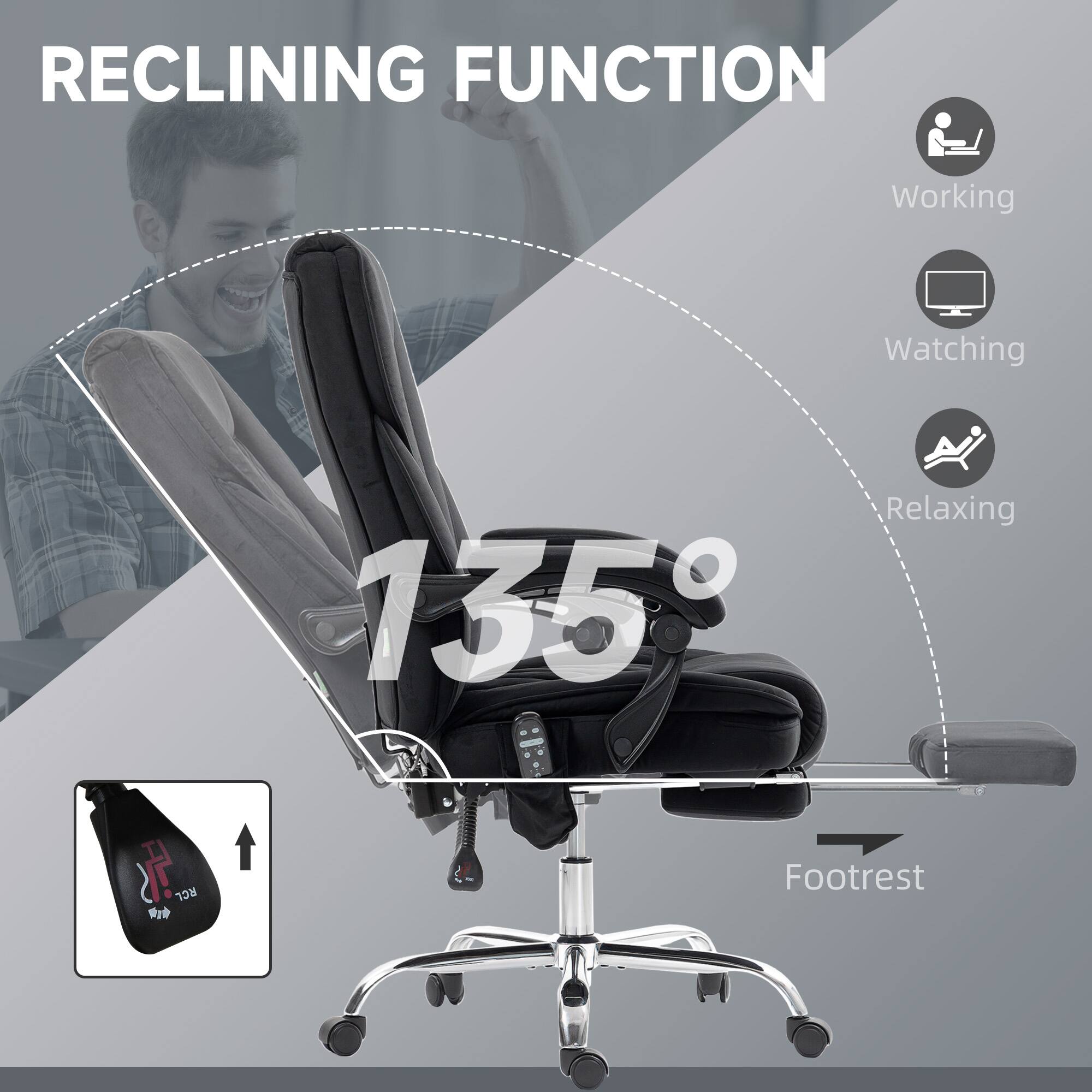 RECLINING FUNCTION Working Watching Relaxing 135° RCL We Footrest