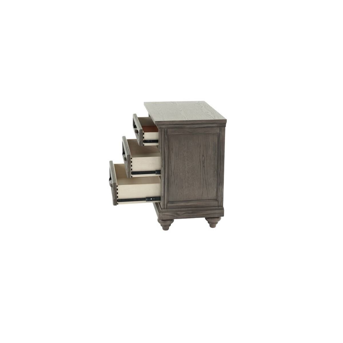 Alt View 7. Loheer - Loheer Antique Gray Oak Nightstand, Contemporary Bedroom Storage - Antique Gray.