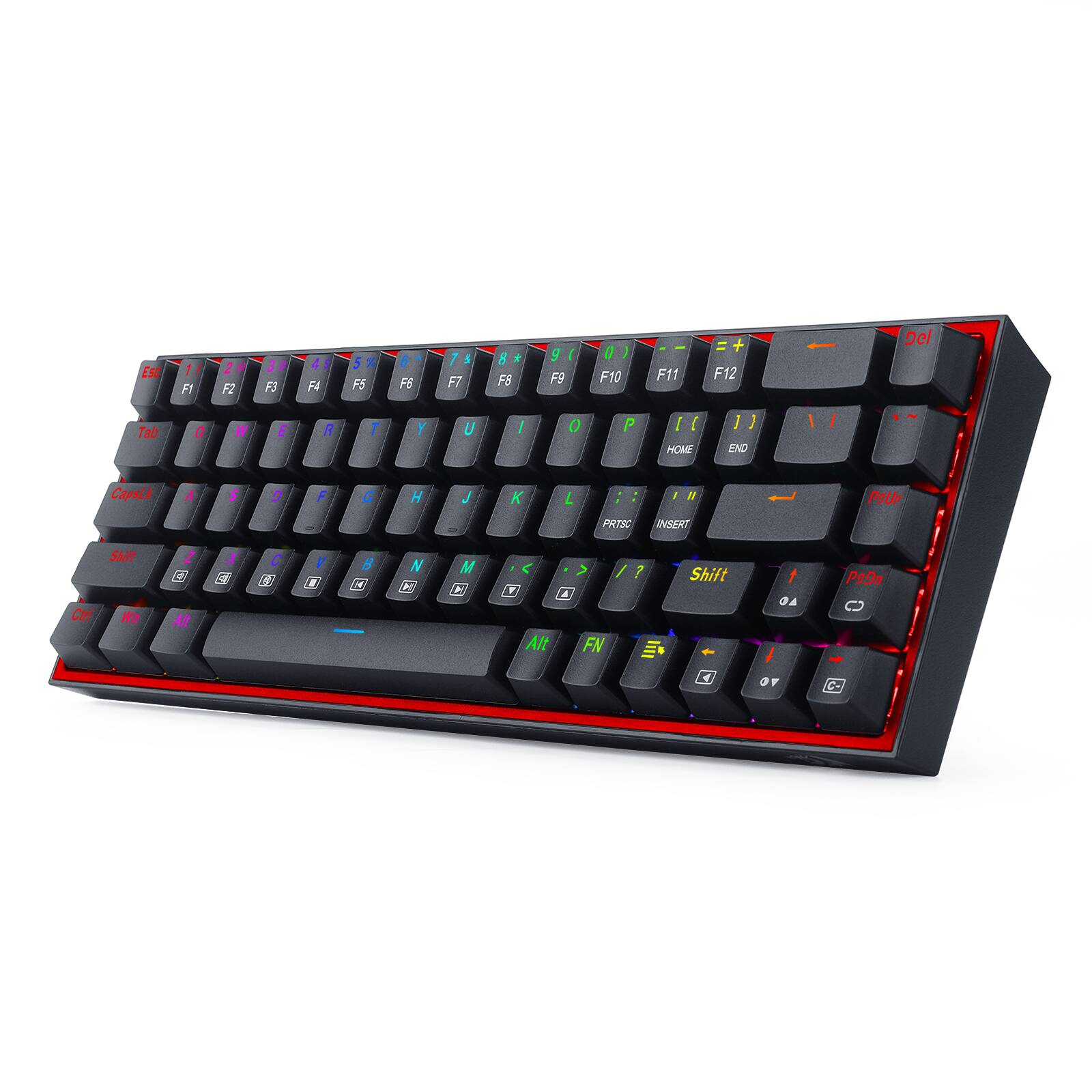 Angle. REDRAGON - K631-RGB 65% Wired Mechanical Red Switch Gaming Keyboard with RGB Backlighting - Black.