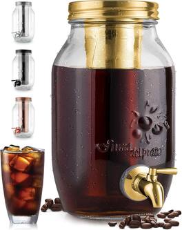 Zulay Kitchen - 1.5 Liter Cold Brew Coffee Maker with EXTRA-THICK Glass Carafe & Stainless Steel Mesh Filter - Gold