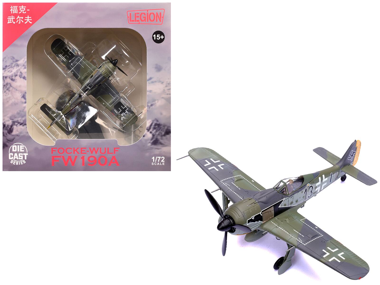 LEGION 15+  
DIE CAST SERIES  
FOCKE-WULF FW 190A  
1/72 SCALE