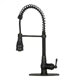 Solid Brass Pre-Rinse Spring Single Handle Kitchen Faucet with Pull Down Sprayer in Oil Rubbed Bronze