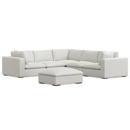 Simpli Home - Jasmine Corner Sectional Modular Sofa and Ottoman Set in Performance Fabric - Cloud Grey