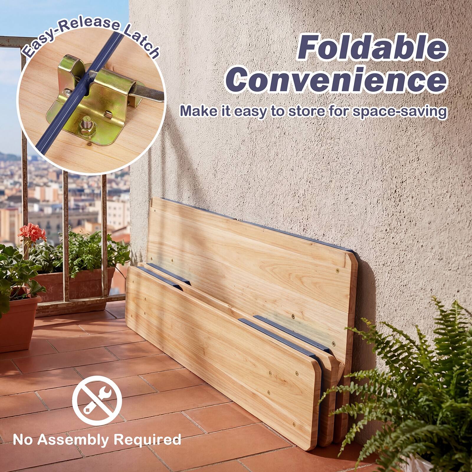 Easy-Release Latch  
Foldable Convenience  
Make it easy to store for space-saving  
No Assembly Required