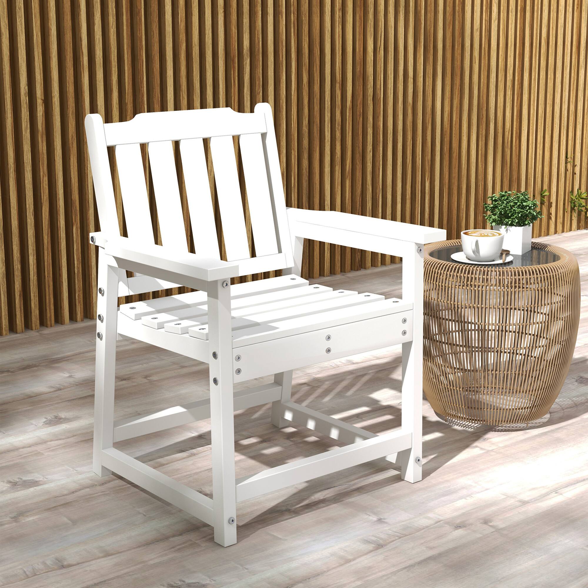 Angle. Outsunny - Outsunny All-Weather Patio Chair, HDPE Patio Dining Chair, Heavy Duty Wood-Like Outdoor Furniture - Teak.