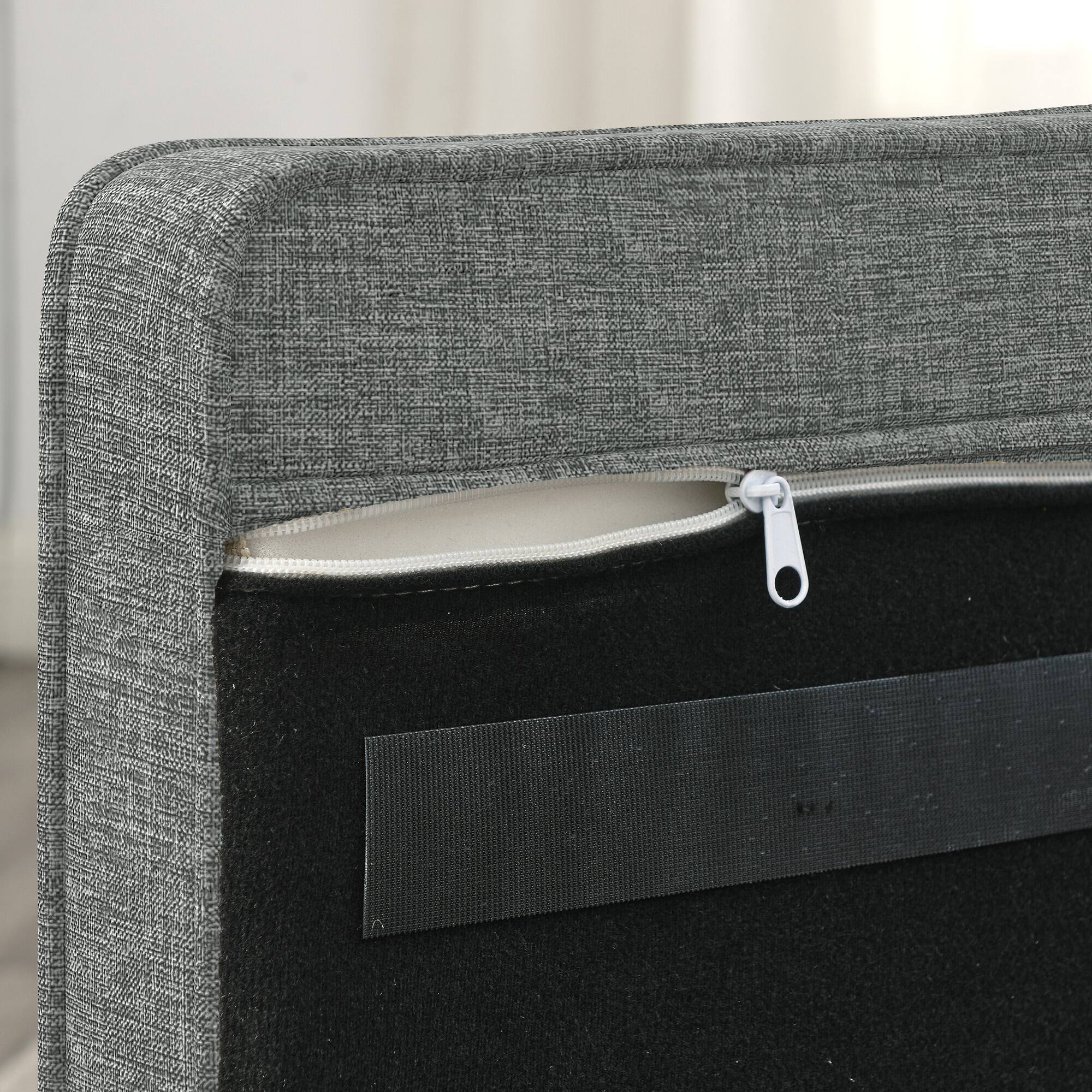 Alt View 1. APRILSOUL - Elegant rectangular pet bed for small and medium sized dogslinen fabric dog sofa Light grey - LIGHT GREY.