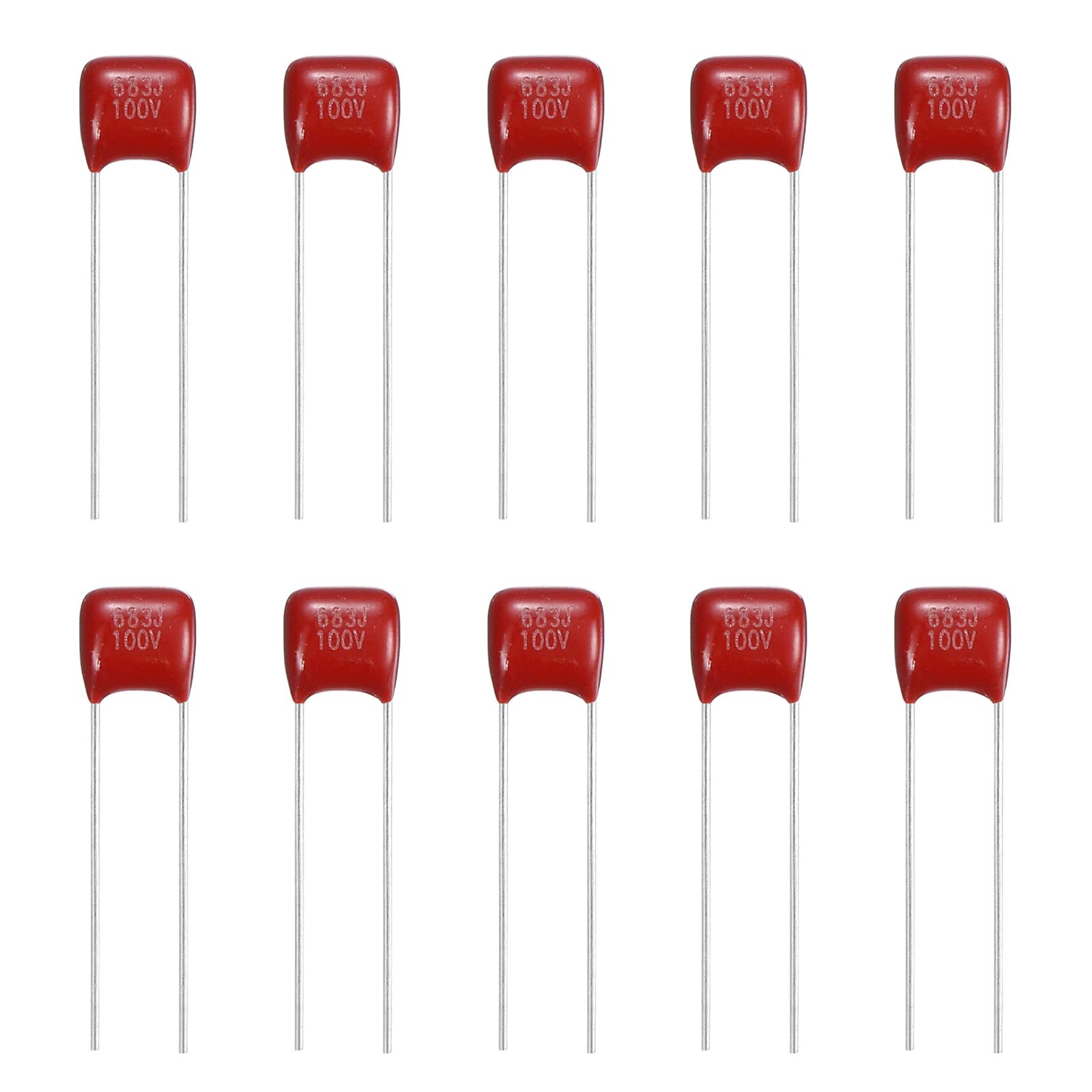 Unique Bargains - 20pcs 0.068uF 100V CBB21/CBB22 Metallized Polypropylene Film Capacitor Kit for Electronics - Red