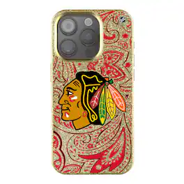 Keyscaper - NHL - Chicago Blackhawks Paisley Bling iPhone Case - 16 Pro - Gold