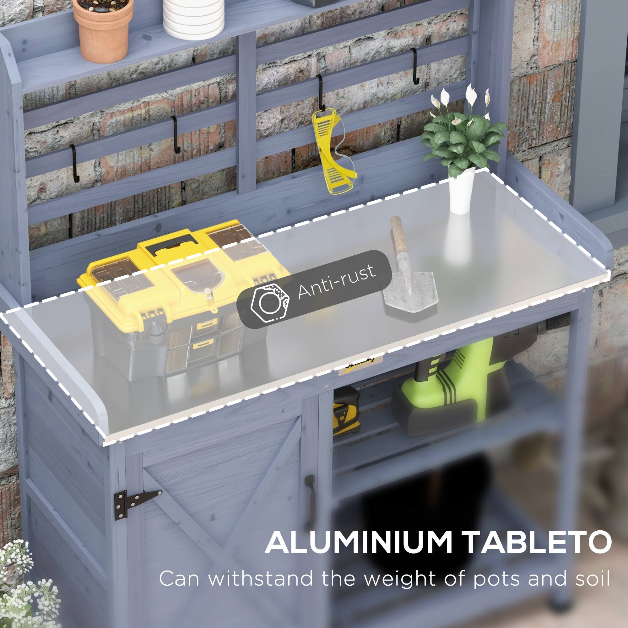 Anti-rust ALUMINIUM TABLETO Can withstand the weight of pots and soil