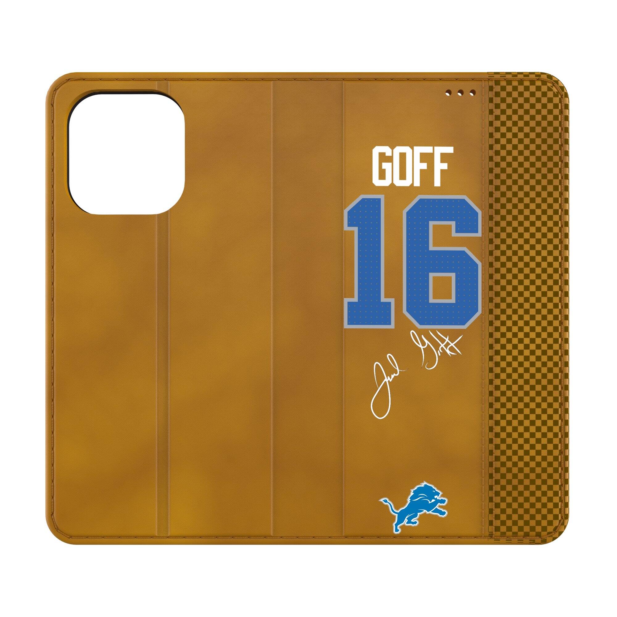 Keyscaper - NFL - Jared Goff Detroit Lions Folio iPhone Case - 16 Pro Max - Brown