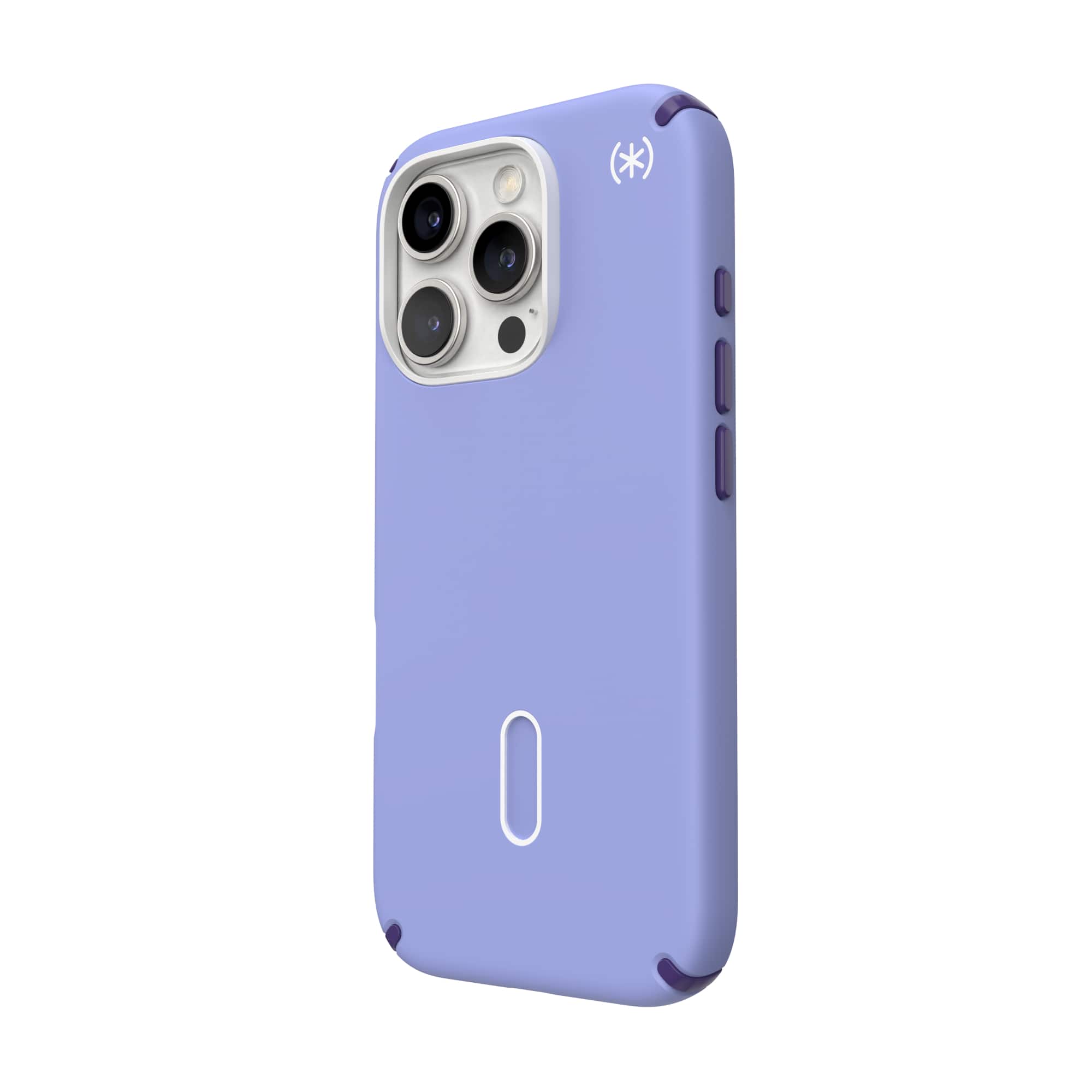 Angle. Speck - Presidio2 Pro ClickLock Case with MagSafe for Apple iPhone 16 Pro - Future Lavendar.