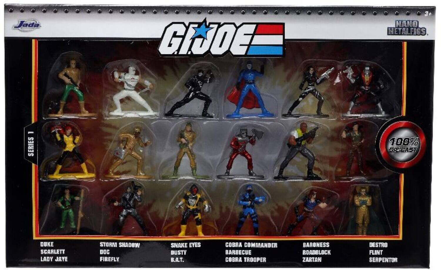 Jada GIJOE 3 NANO METALFIGS - SERIES 100% DIE-CAST: DUKE, SCARLETT, LADY JAYE, STORM SHADOW, DOC, FIREFLY, SNAKE EYES, DUSTY, A.T., COBRA COMMANDER, BARBECUE, COBRA TROOPER, BARONESS, ROADBLOCK, ZARTAN, DESTRO, FLINT, SERPENTOR.