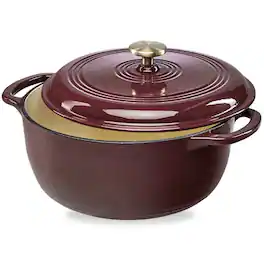 SlickBlue - Large 6-Quart Dutch Oven in Enamel Cast Iron for All-Purpose Cooking - Maroon