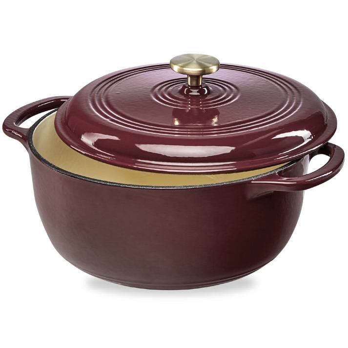 Front. SlickBlue - Large 6-Quart Dutch Oven in Enamel Cast Iron for All-Purpose Cooking - Maroon.