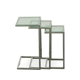 Carolina Chair & Table - Addison Nesting Table Set - Glass Top - Chrome Base - Clear, Chrome